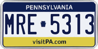 PA license plate MRE5313