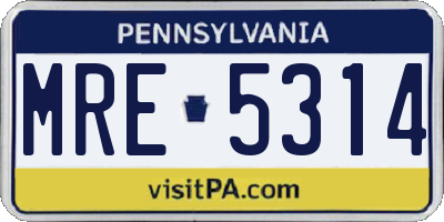 PA license plate MRE5314