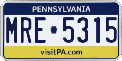 PA license plate MRE5315