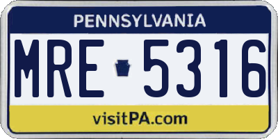 PA license plate MRE5316