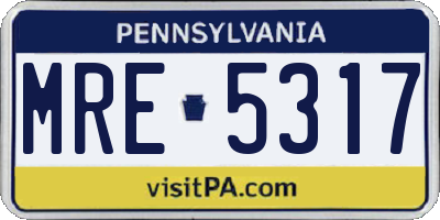 PA license plate MRE5317