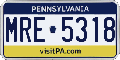PA license plate MRE5318