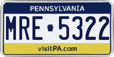PA license plate MRE5322