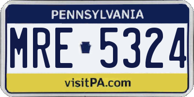 PA license plate MRE5324