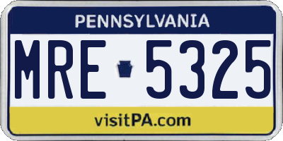PA license plate MRE5325