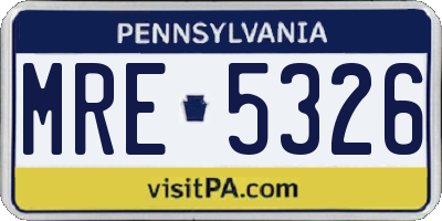 PA license plate MRE5326