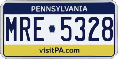 PA license plate MRE5328