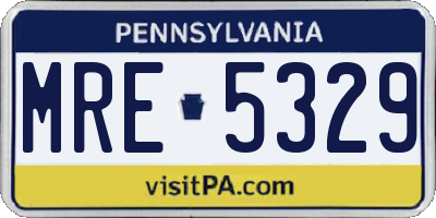 PA license plate MRE5329