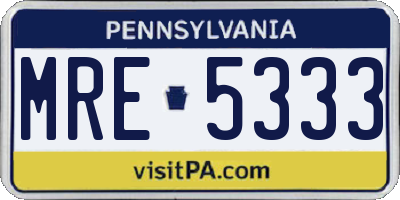 PA license plate MRE5333