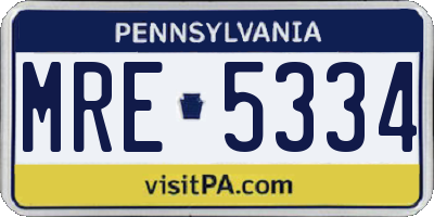 PA license plate MRE5334