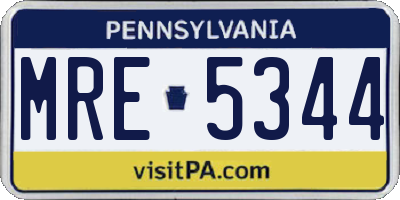 PA license plate MRE5344