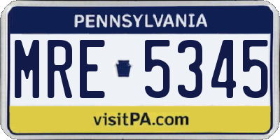PA license plate MRE5345