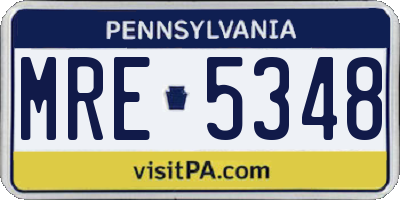 PA license plate MRE5348