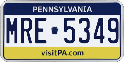 PA license plate MRE5349