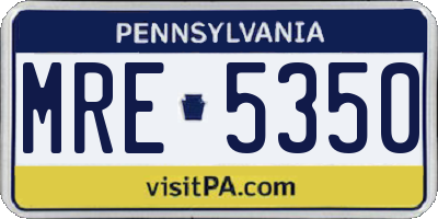 PA license plate MRE5350