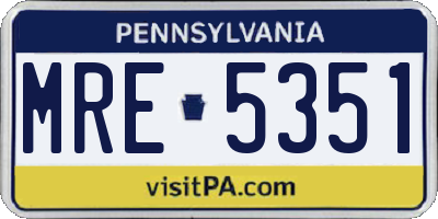 PA license plate MRE5351