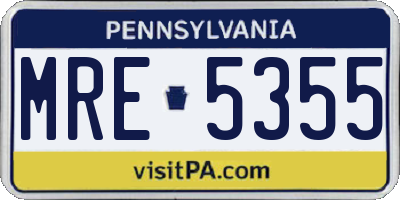 PA license plate MRE5355