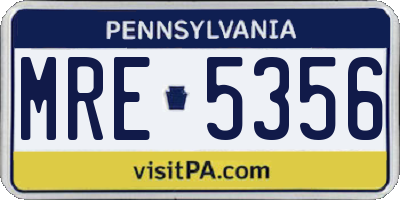 PA license plate MRE5356