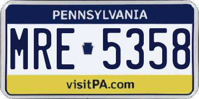 PA license plate MRE5358