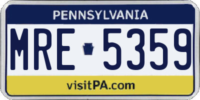 PA license plate MRE5359
