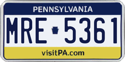 PA license plate MRE5361