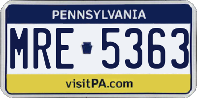 PA license plate MRE5363