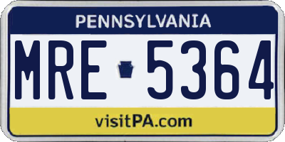 PA license plate MRE5364