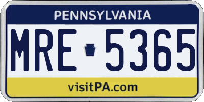PA license plate MRE5365