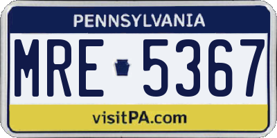 PA license plate MRE5367