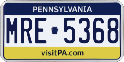 PA license plate MRE5368