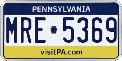 PA license plate MRE5369