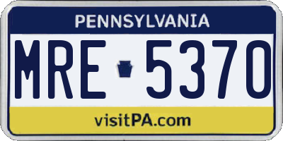 PA license plate MRE5370