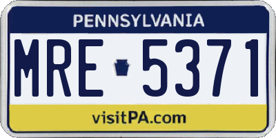 PA license plate MRE5371