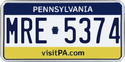 PA license plate MRE5374