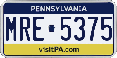 PA license plate MRE5375