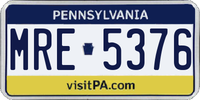 PA license plate MRE5376