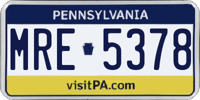 PA license plate MRE5378