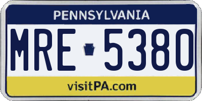 PA license plate MRE5380