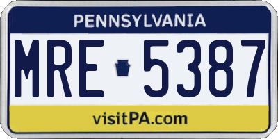 PA license plate MRE5387