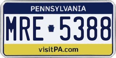 PA license plate MRE5388