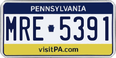 PA license plate MRE5391