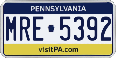 PA license plate MRE5392