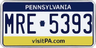 PA license plate MRE5393