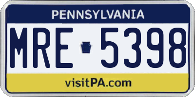 PA license plate MRE5398