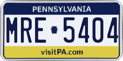 PA license plate MRE5404