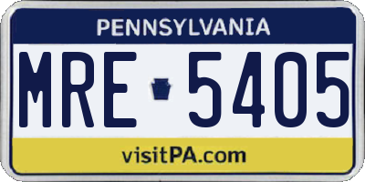 PA license plate MRE5405