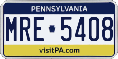 PA license plate MRE5408