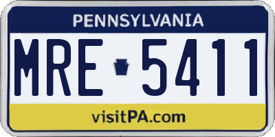 PA license plate MRE5411