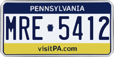 PA license plate MRE5412