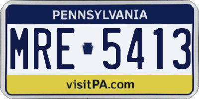 PA license plate MRE5413